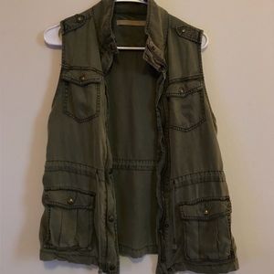 Olive Green Denim Vest